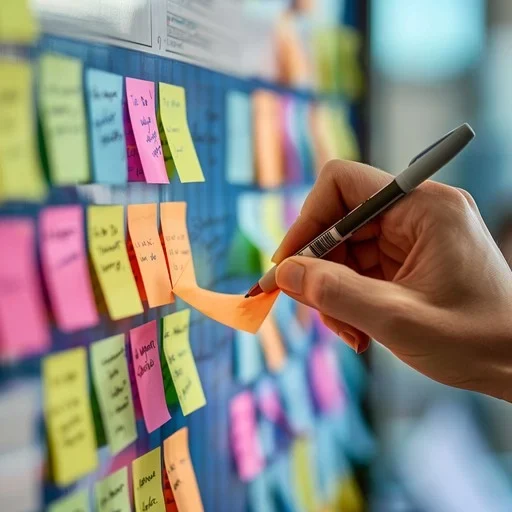 herinneringen op post-its op whiteboard